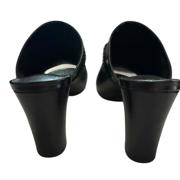 Brighton Ray Black Leather Slide Mules Made In Italy Size 9.5 - Picture 5 of 8